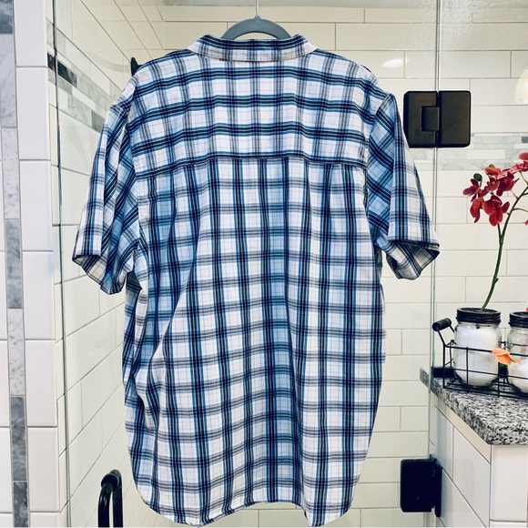 Field & Stream Blue/White Plaid Short Sleeve Fishing Shirt Sz. XXL - Picture 8 of 9